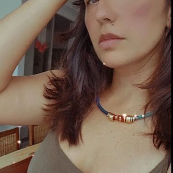 Handmade colorful necklace gold plated new  blue navy red - Picture 5 of 5